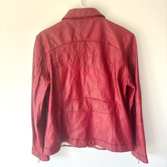 Wilson’s Leather Maxima Red Leather Jacket Bikercore Zip Up Vintage Y2K - Picture 5 of 10